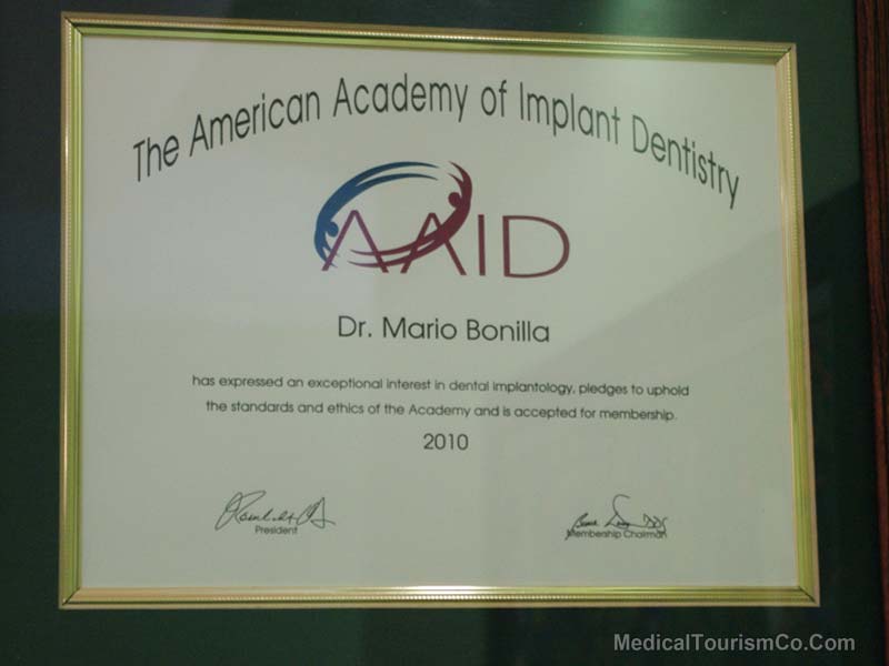 AAID Certification Dental Surgeon in Costa Rica