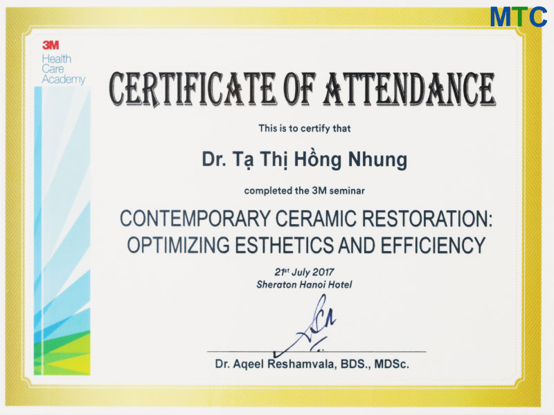 Hanoi dentist certificate