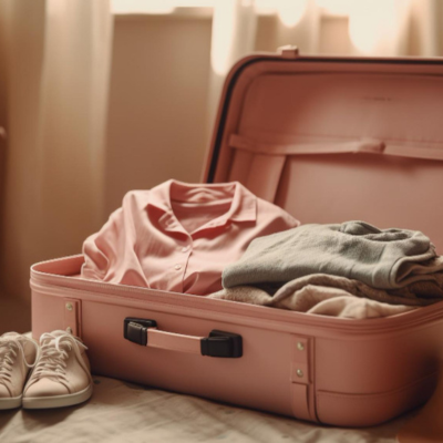 Image of a suitcase packed with clothes