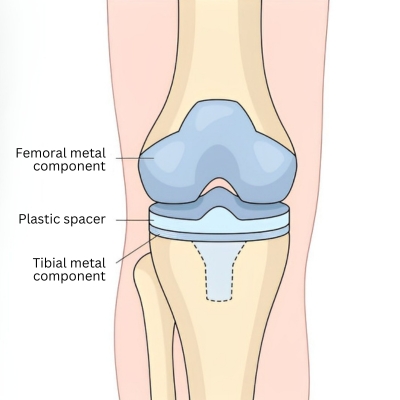 A diagram of knee implant structure