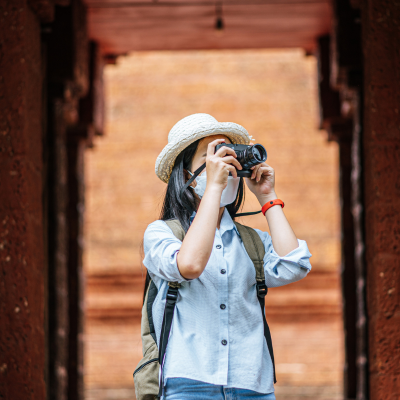 An image of a tourist exploring the city