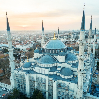 Sunset image of Blue Mosque in Istanbul