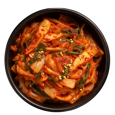 A bowl full of kimchi