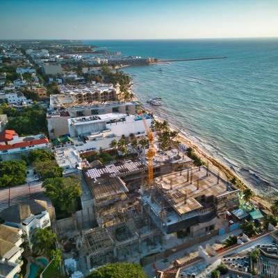 playa del carmen town aerial view