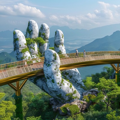 Golden bridge at Ba Na Hills, Da Nang, Vietnam