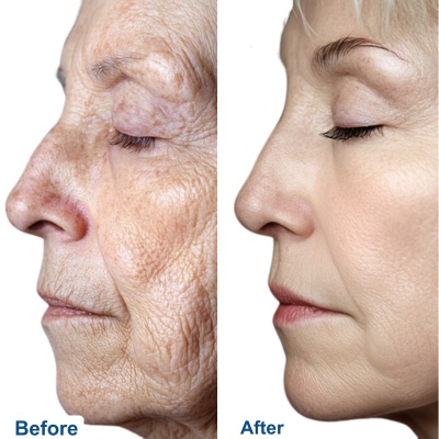 Before after images of face lift