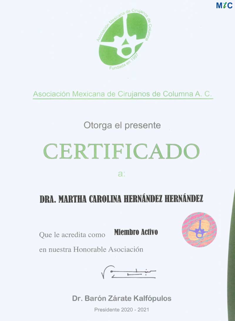 Dr. Martha Carolina | Membership | Mexican Association of Spine Surgeons