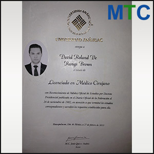 Dr. David de Rungs | Certificate